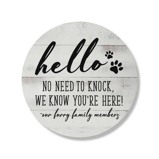 Hello No Need To Knock Whitewash Circle image 0
