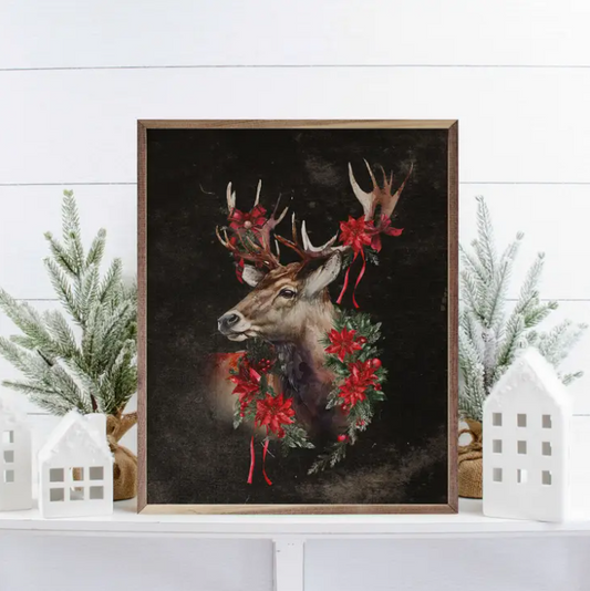 Reindeer Poinsettia Wreath image 0