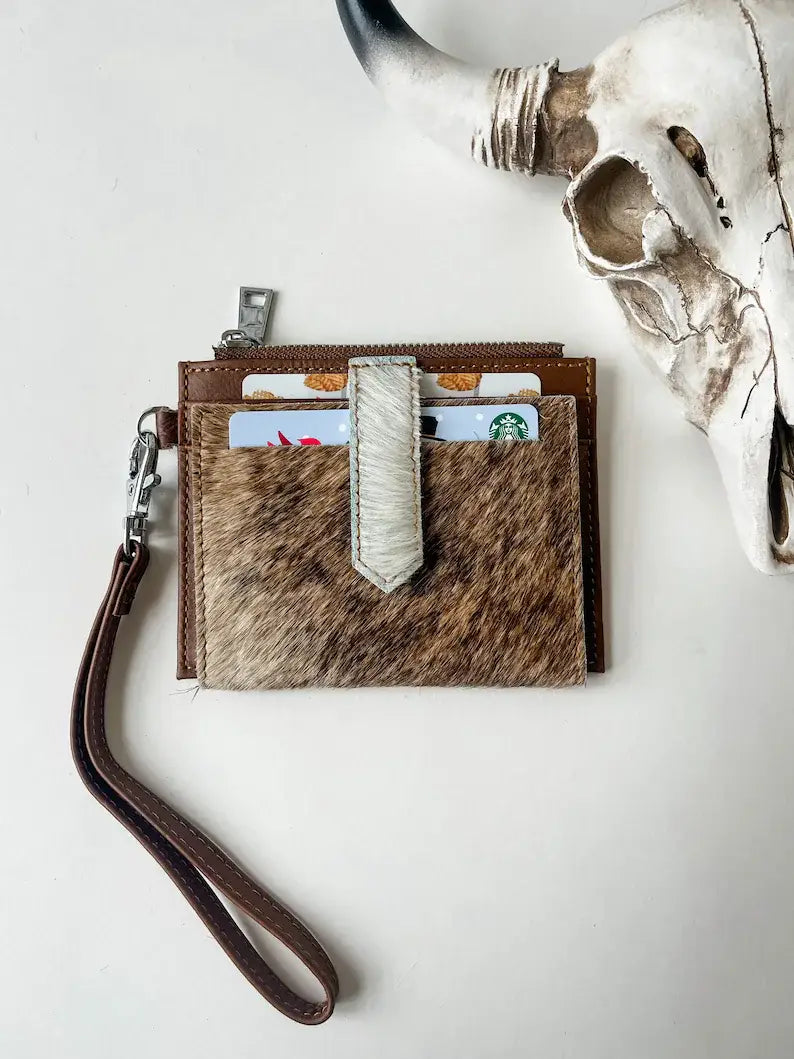 Dakota Wristlet Wallet - Western Cowhide Leather Credit Card Holder