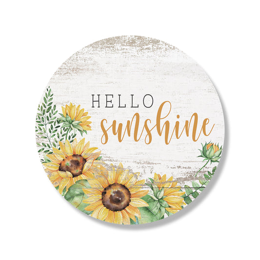 Hello Sunshine Sunflowers Whitewash Circle image 0