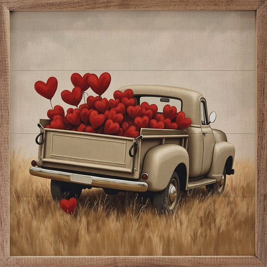White Valentine's Day Truck Hearts image 0