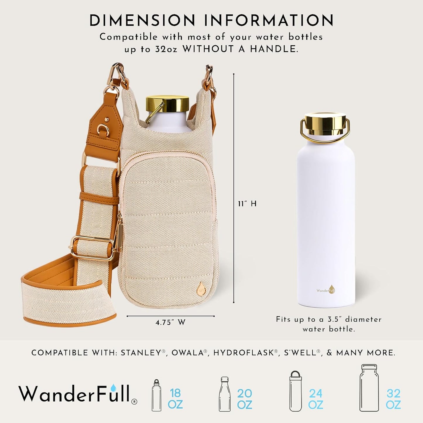 HydroBag® HANDLE® - Dark Oatmeal Canvas with Canvas Vegan Leather Strap