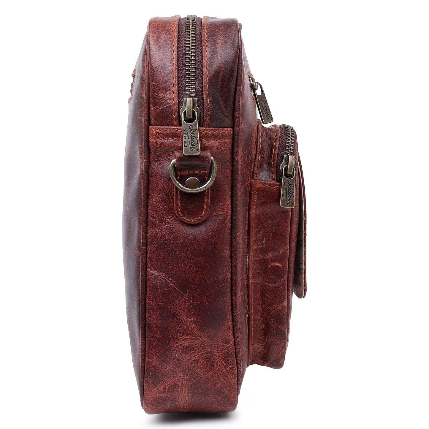 Genuine Leather Crossbody Bag - Cherry