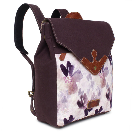 Floral Up-cycled Canvas / Genuine Leather Backpack image 0