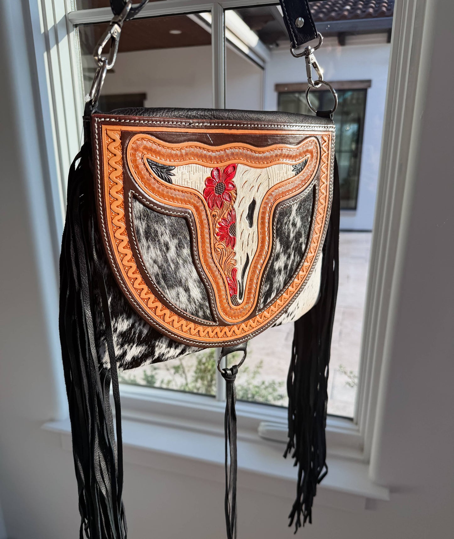 THE CAROLINE CROSSBODY Longhorn Cowhide Purse