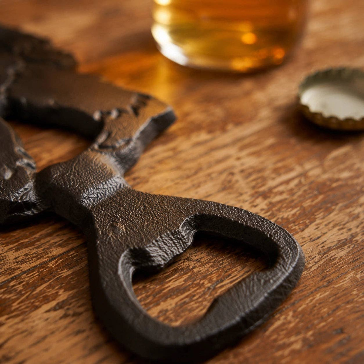 Bigfoot Bottle Opener, Black Cast Iron Bar Tool, 6.8"