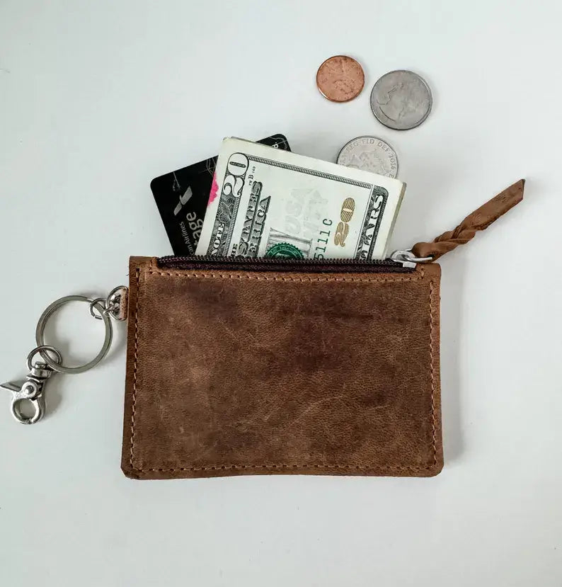 LEATHER KEYCHAIN WALLET Genuine waxed leather