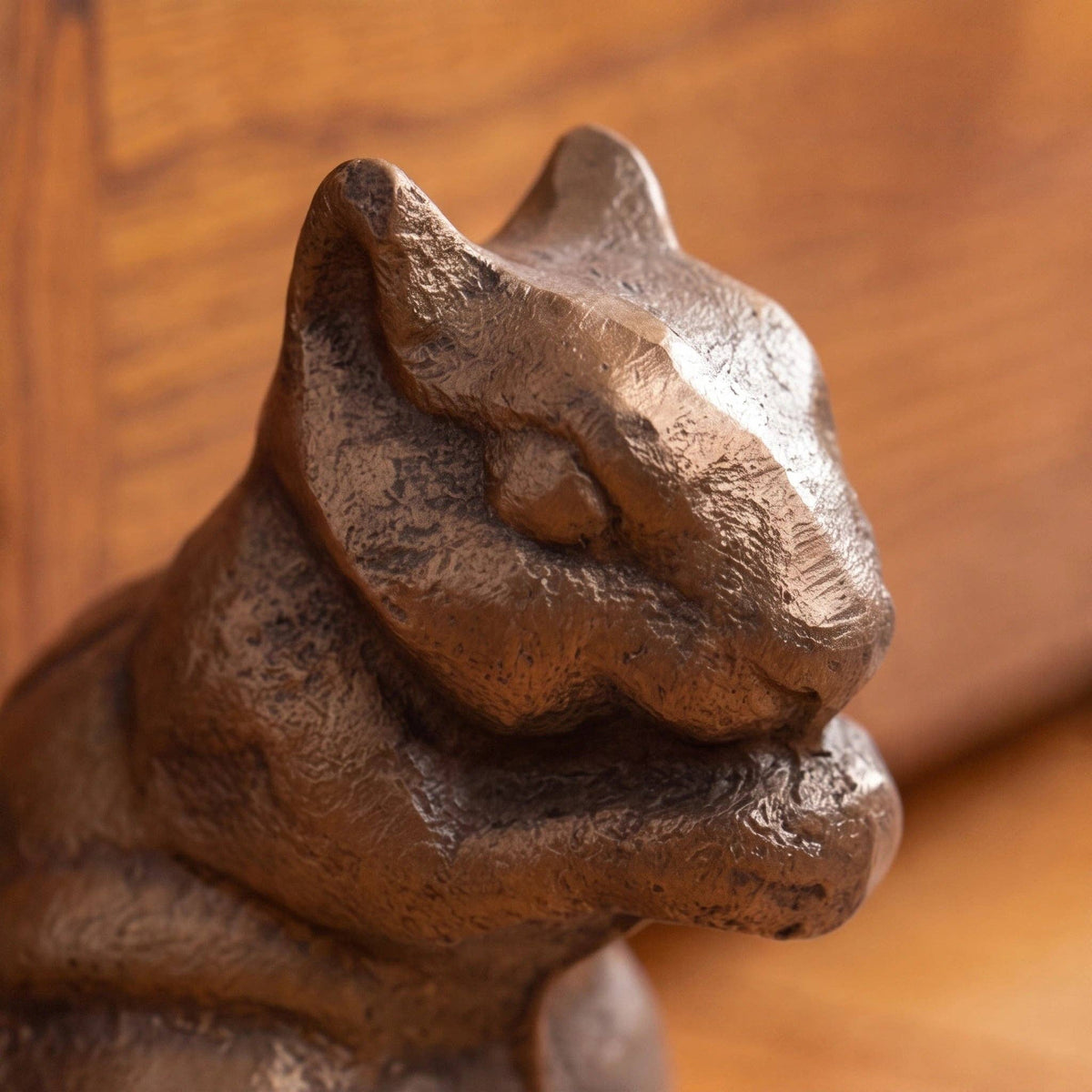 Squirrel Door Stop, Antique Gold Cast Iron, 7.5"