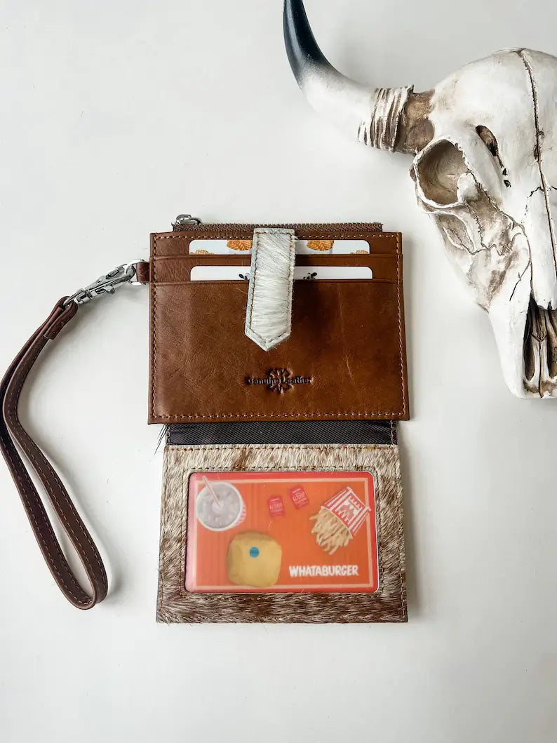 Dakota Wristlet Wallet - Western Cowhide Leather Credit Card Holder