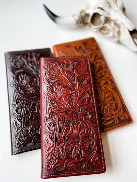 Genuine Tooled Leather Bi-Fold Wallet image 0