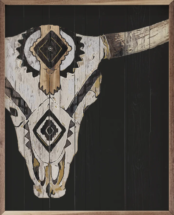 Tribal Longhorn Skull Black image 1