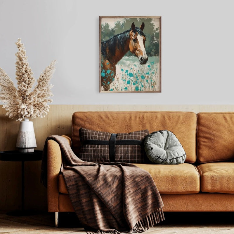 Horse With Turquoise Flowers image 1