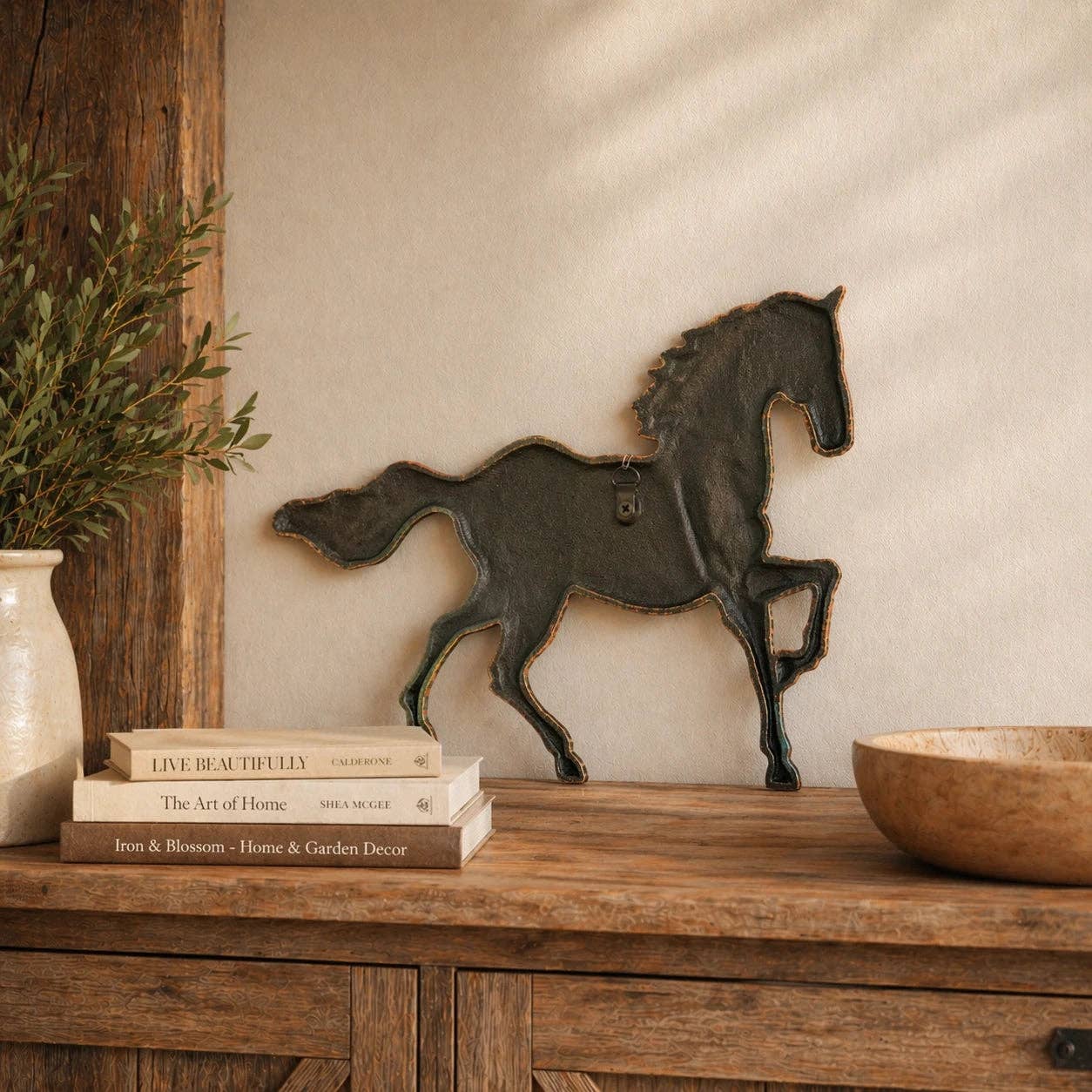 Running Horse Wall Plaque, Cast Iron Western Ranch Decor