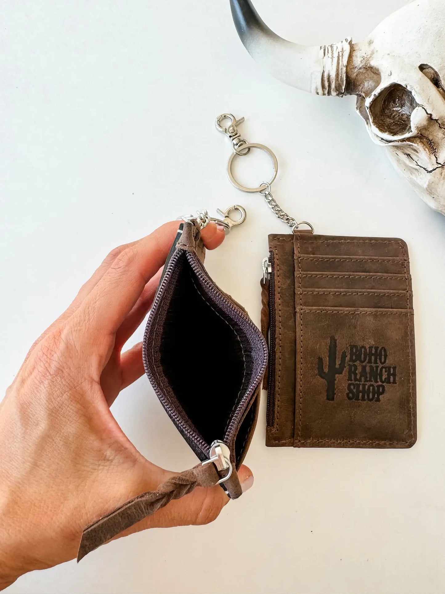 Dark Brown/Turquoise Thunderbird Keychain Wallet