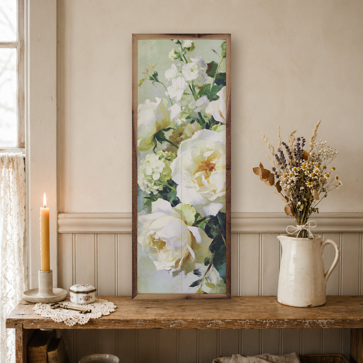 Cream Garden Roses In Bloom
