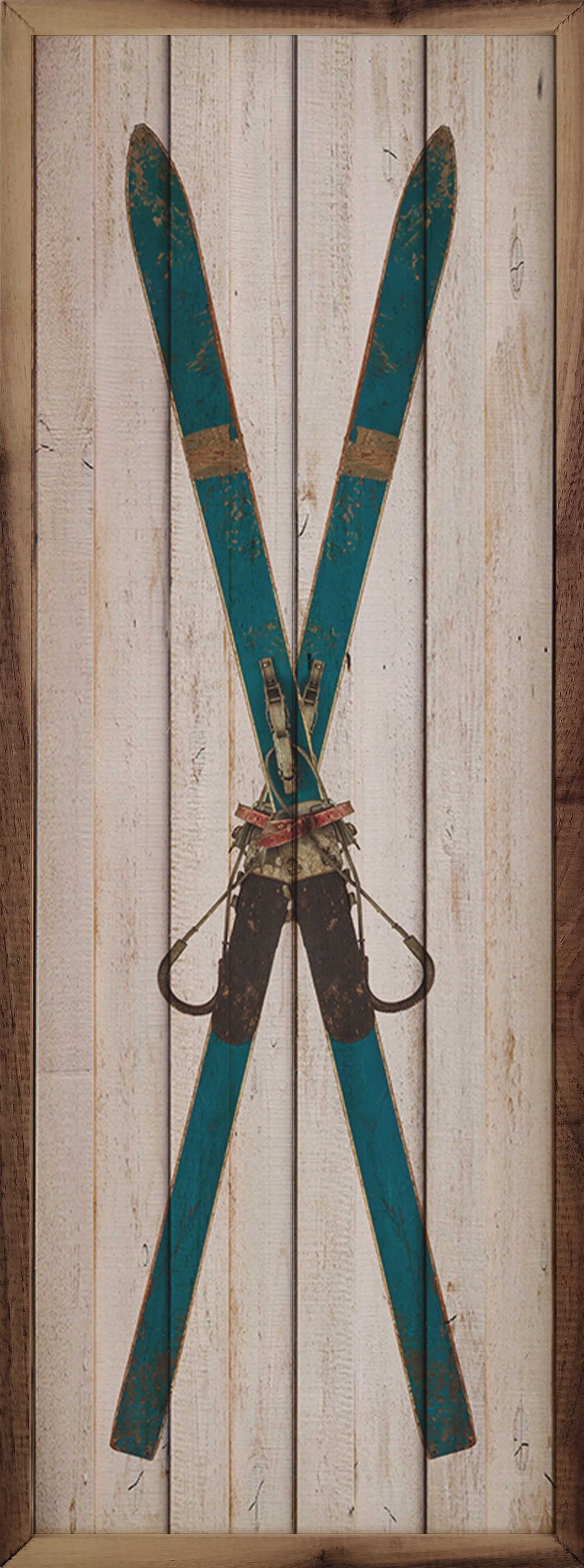 Crossed Blue Skis Whitewash