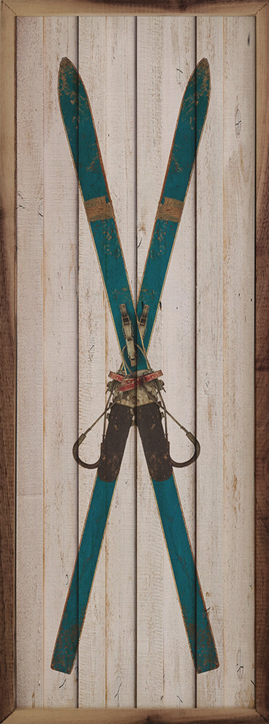 Crossed Blue Skis Whitewash