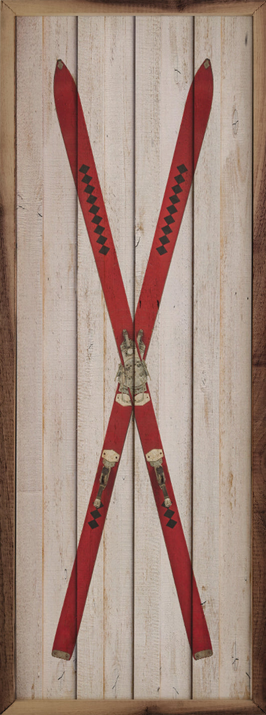 Crossed Red Skis Whitewash