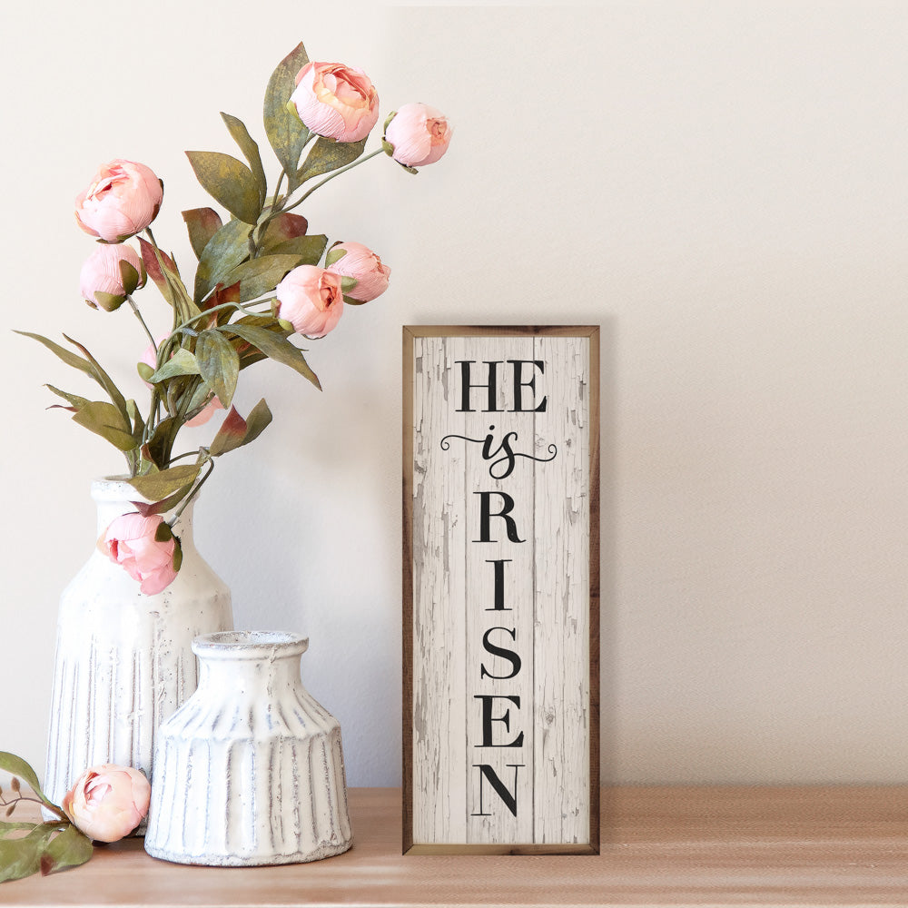 He Is Risen Vertical Whitewash