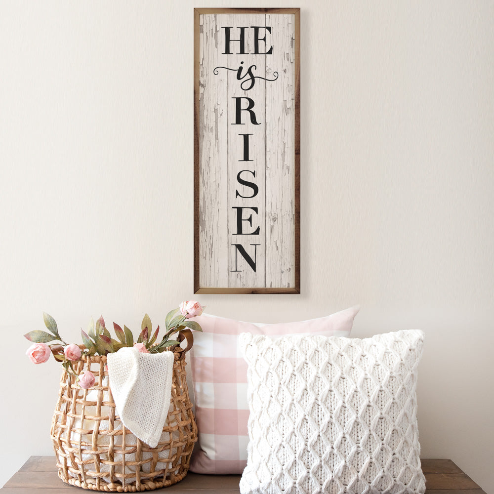 He Is Risen Vertical Whitewash