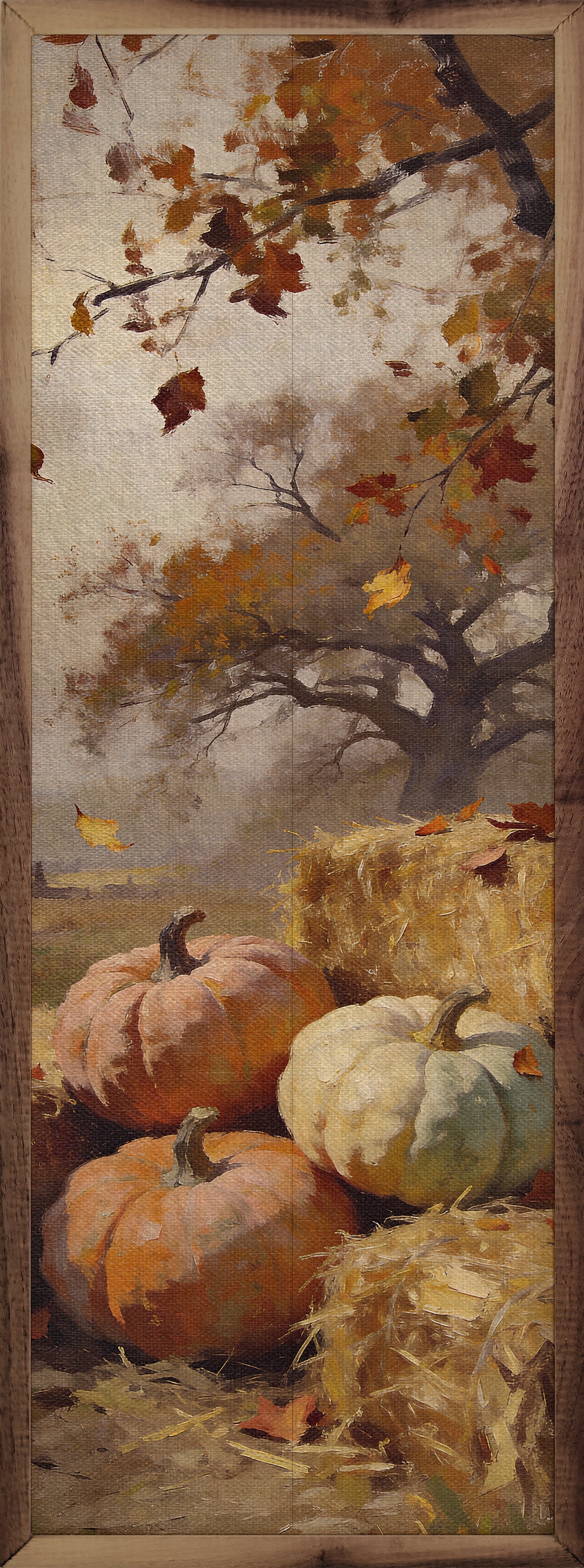 Pumpkins And Hay Harvest Scene