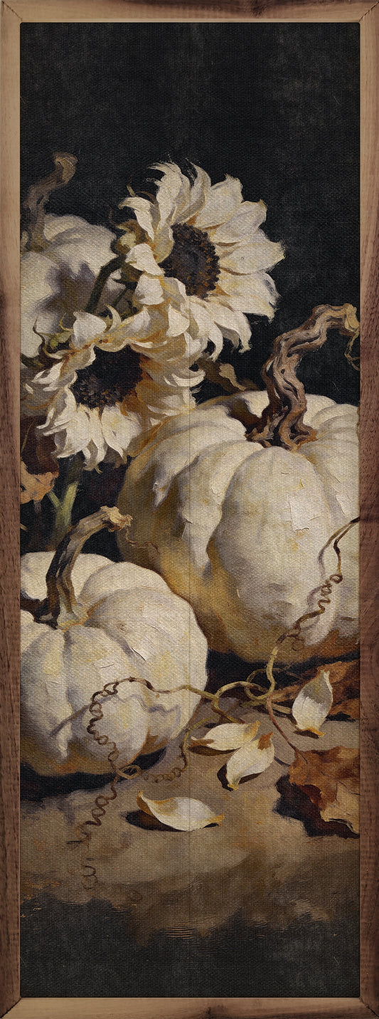 White Pumpkins And Sunflowers
