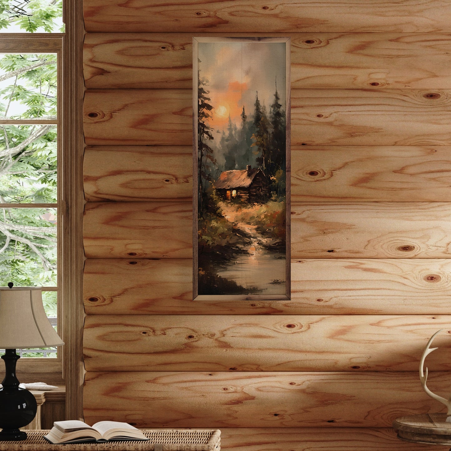 Cabin At Sunrise In Pines