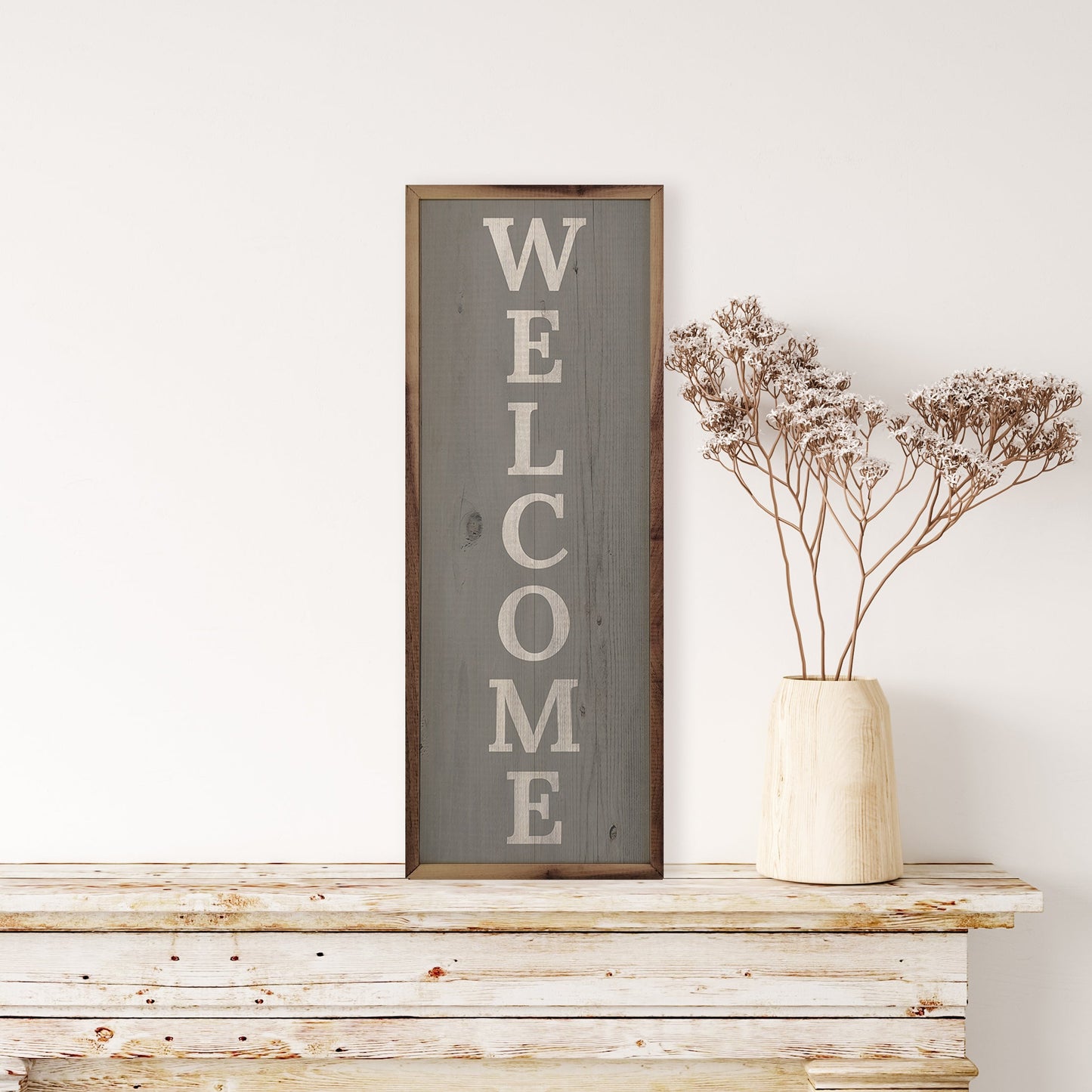 Welcome Distressed Gray