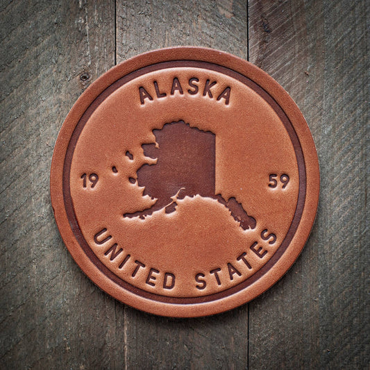 Alaska State Silhouette Leather Coaster
