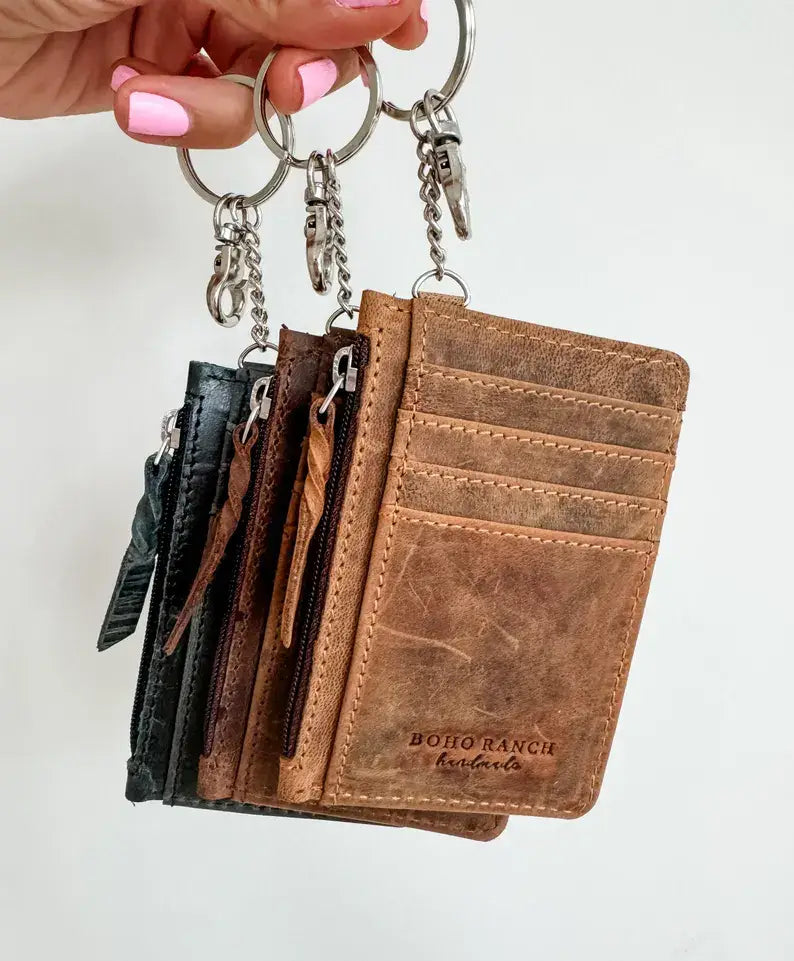 LEATHER KEYCHAIN WALLET Genuine waxed leather