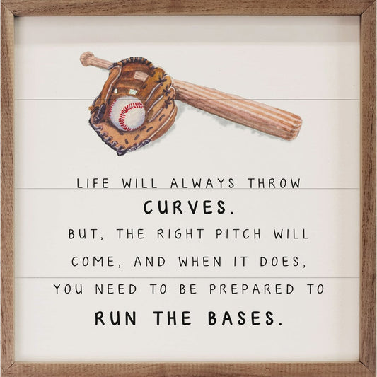 Life Will Always Throw Curves Baseball White image 0