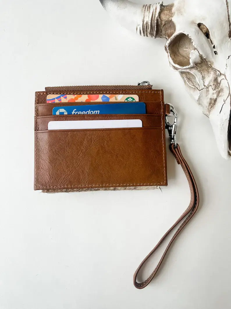 Dakota Wristlet Wallet - Western Cowhide Leather Credit Card Holder