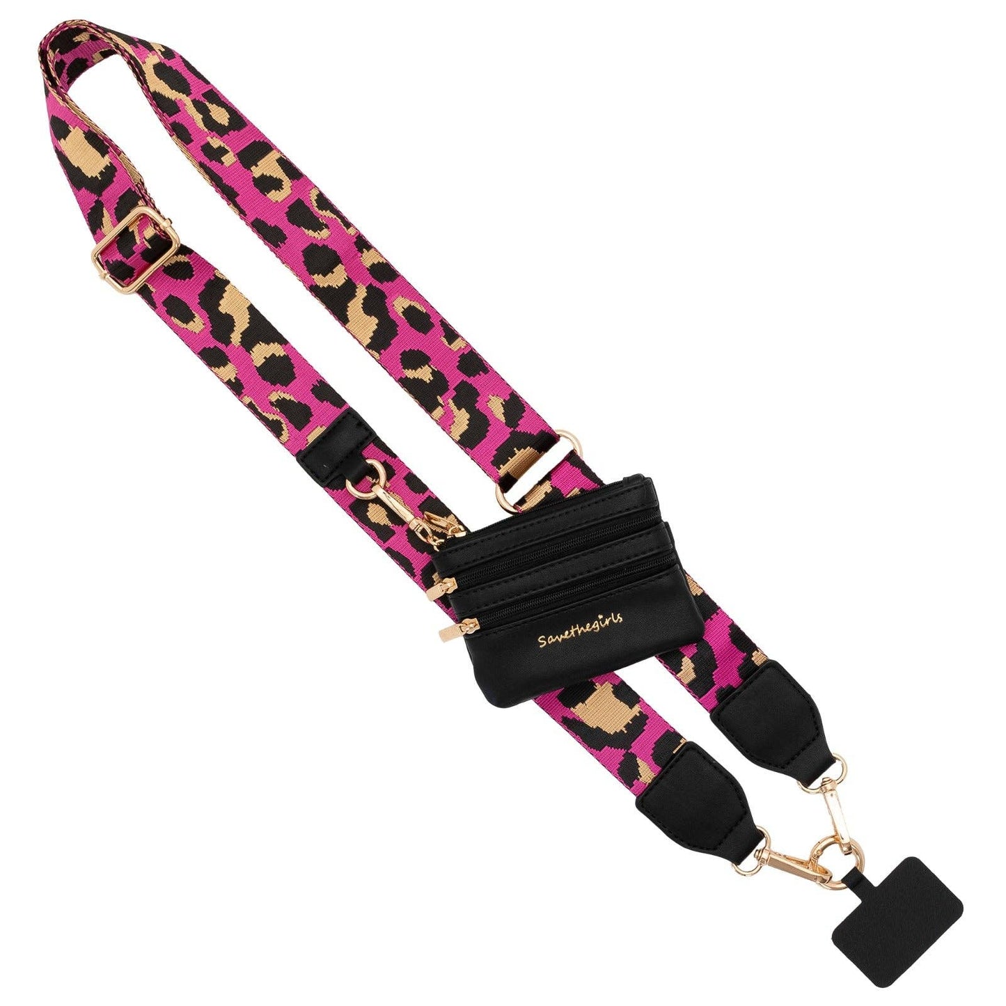 Clip & Go Strap with Pouch - Leopard Collection: Purple/Black w/RFID Pouch