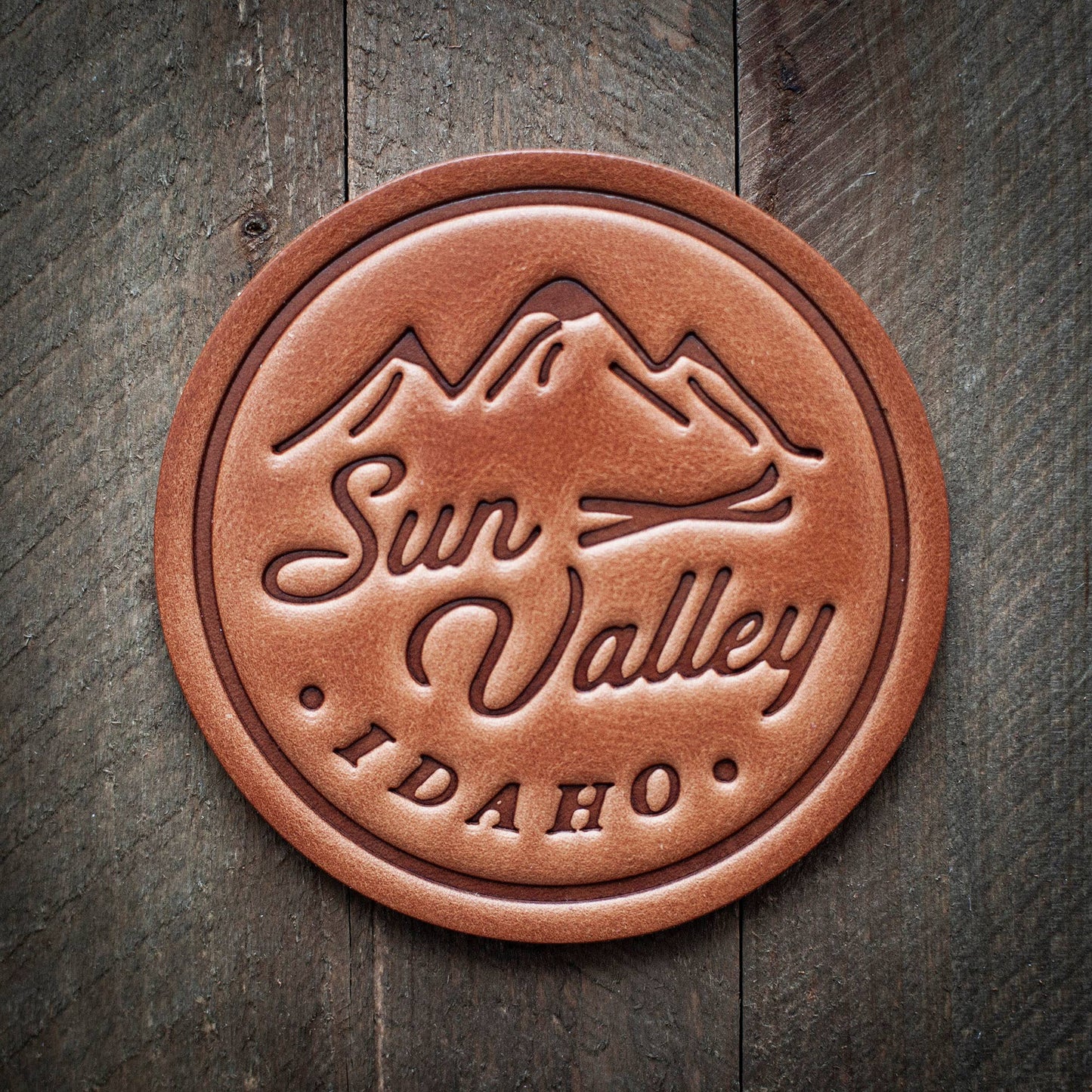 Sun Valley Idaho Leather Coaster