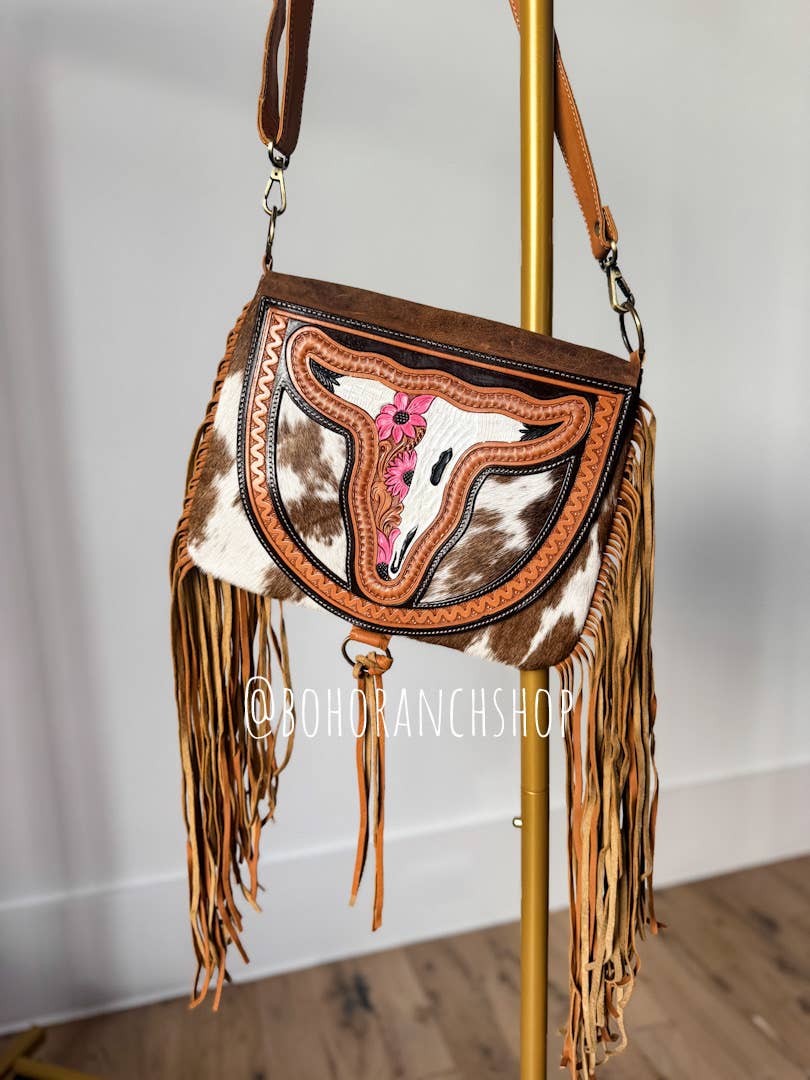 THE CAROLINE CROSSBODY Longhorn Cowhide Purse