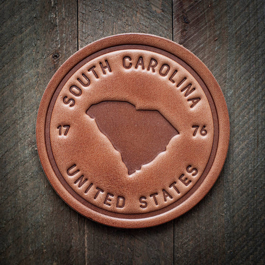 South Carolina State Silhouette Leather Coaster