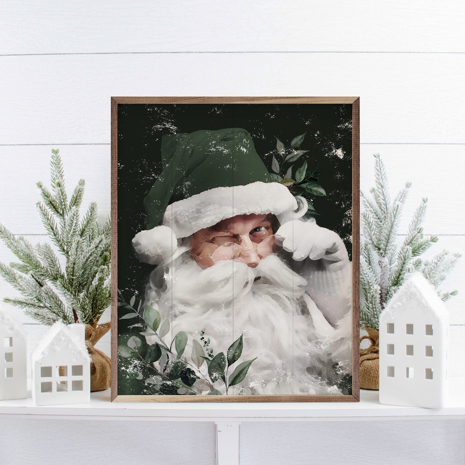 Winking Santa With Green Hat image 1