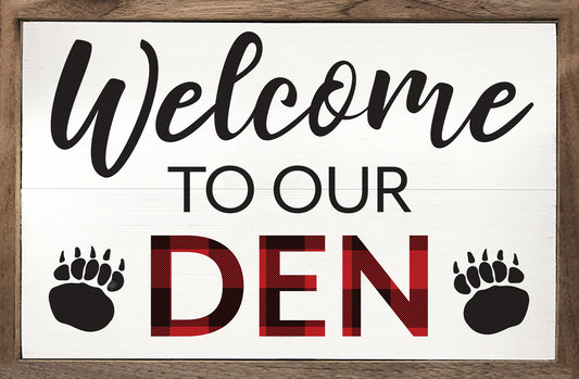 Welcome To Our Den Plaid Bearpaw White image 0