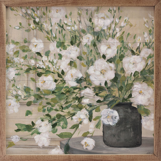 White Bouquet Gray Vase By Julia Purinton image 0