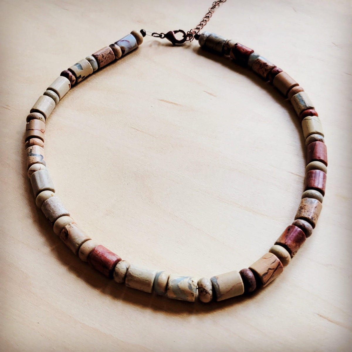 Genuine Aqua Terra Collar Length Barrel Beaded Necklace 263b