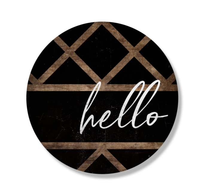 Hello Black And Wood Circle image 0