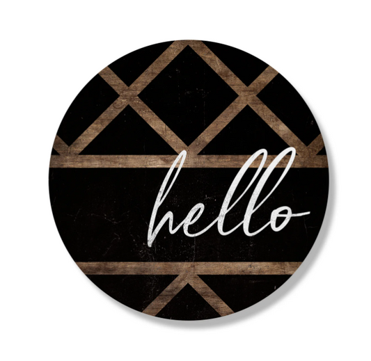 Hello Black And Wood Circle image 0