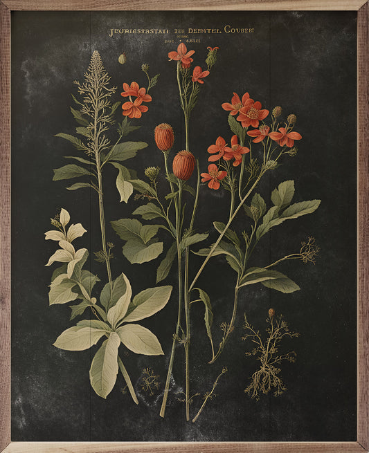 Vintage Orange Floral Print Black image 0