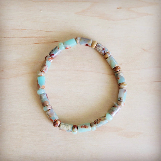 Aqua Terra Beaded Stretch Bracelet Barrel Bead 811x