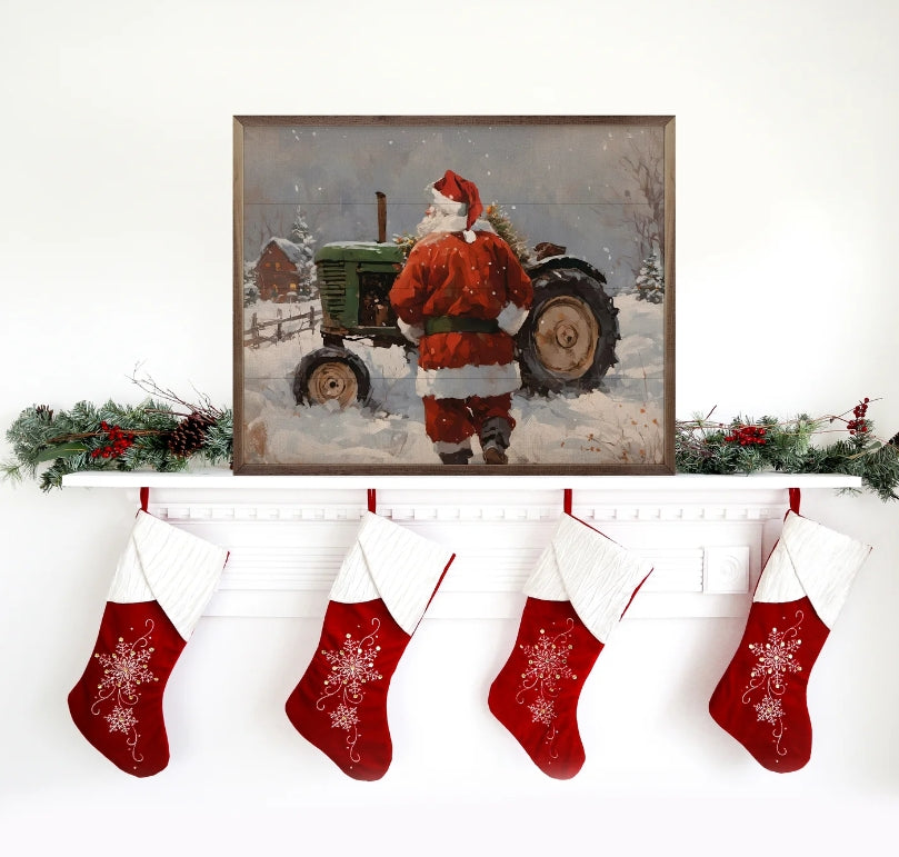 Santa with Green Tractor image 3
