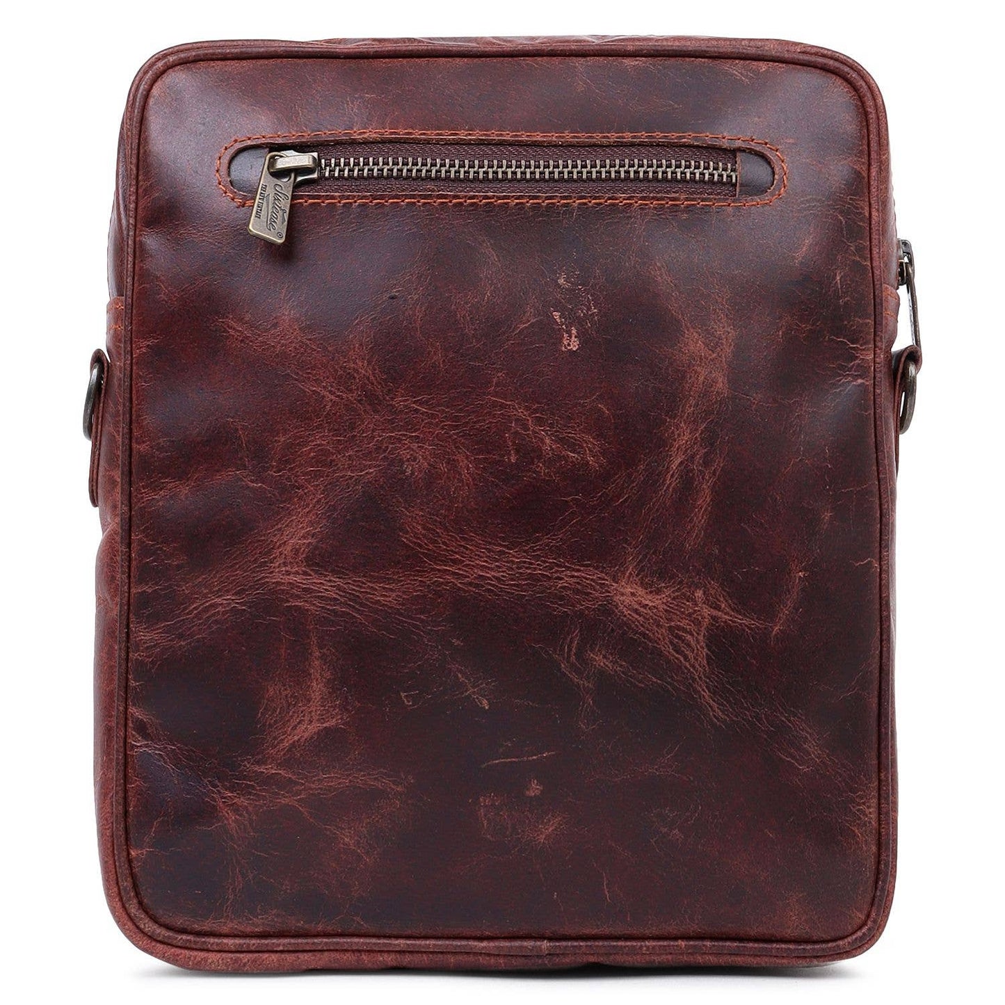 Genuine Leather Crossbody Bag - Cherry