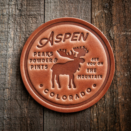 Aspen Colorado Moose Leather Coaster