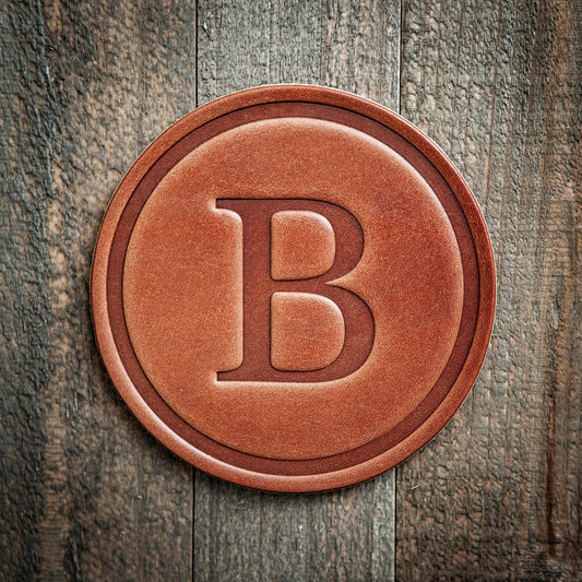 B Monogram Letter Leather Coaster