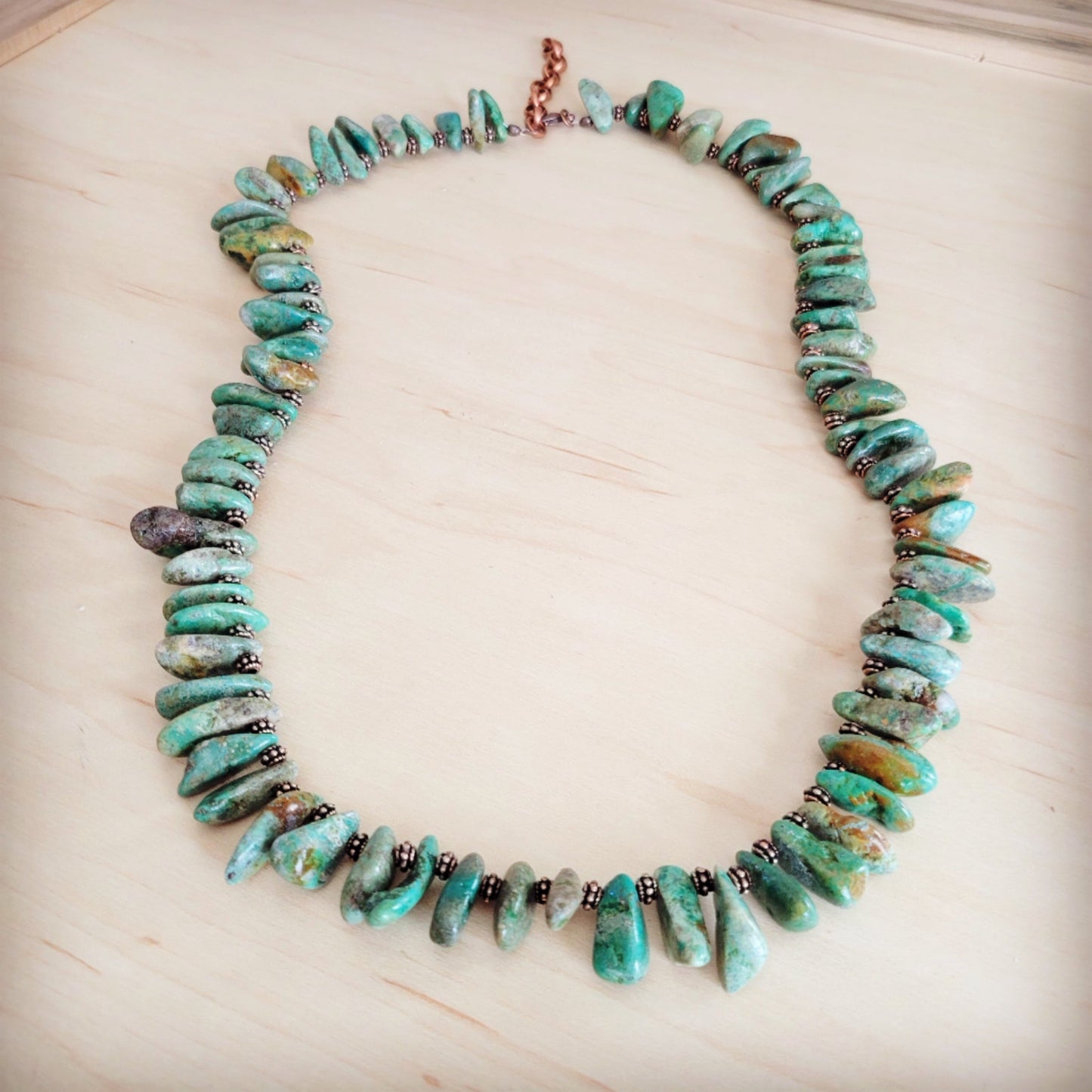 Natural Turquoise Stacked Stone Necklace Matinee Length 263f