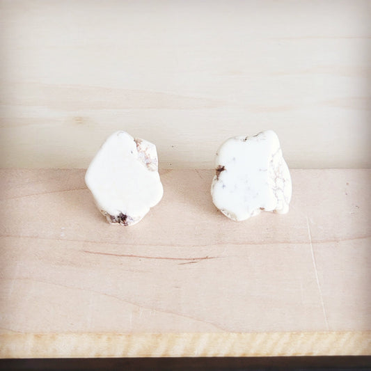 Turquoise Slab Earring Studs-White 200bo